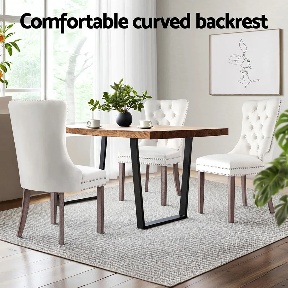 1 Set of 2 Artiss Dining Chairs | Beige Velvet