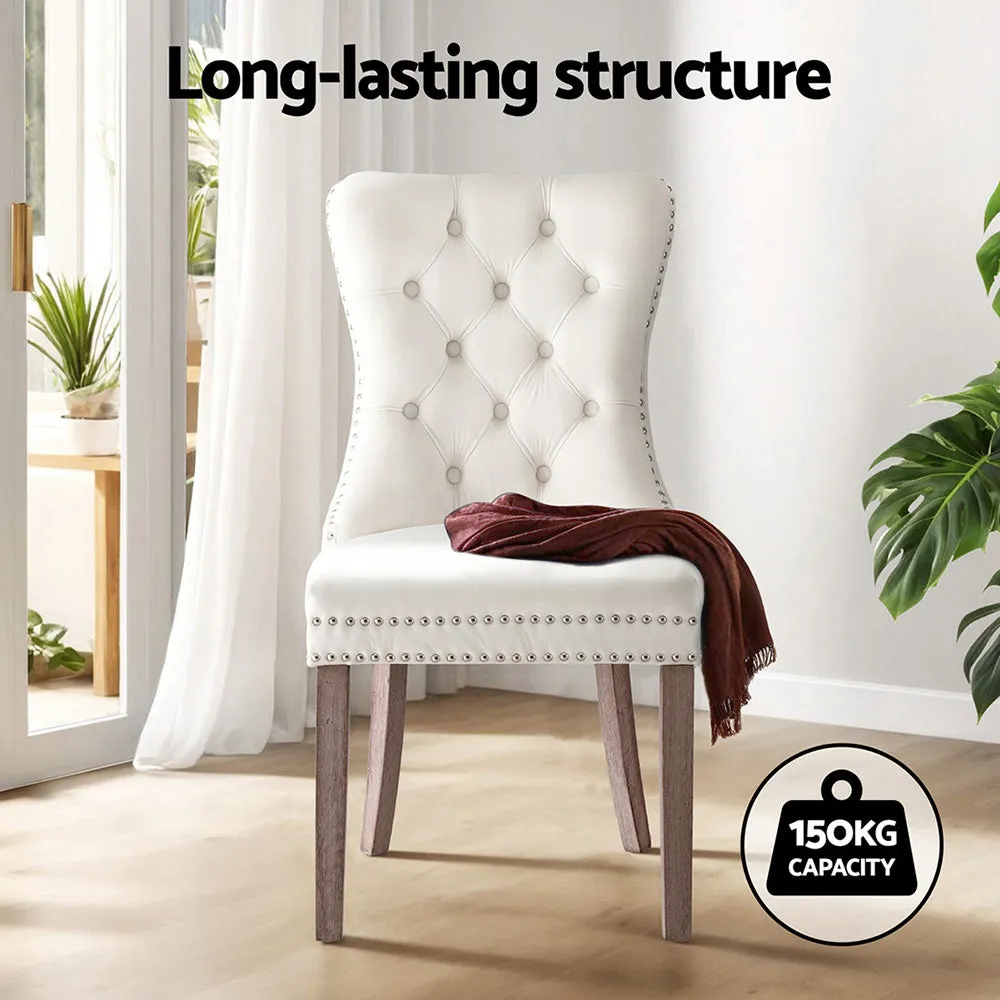 1 Set of 2 Artiss Dining Chairs | Beige Velvet