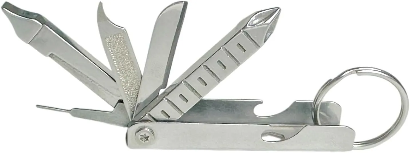 11-in-1 EDC Multi tool with pocket knife for men, Stainless steel bottle opener keychain knife in survival and camping gear, Gadgets for men