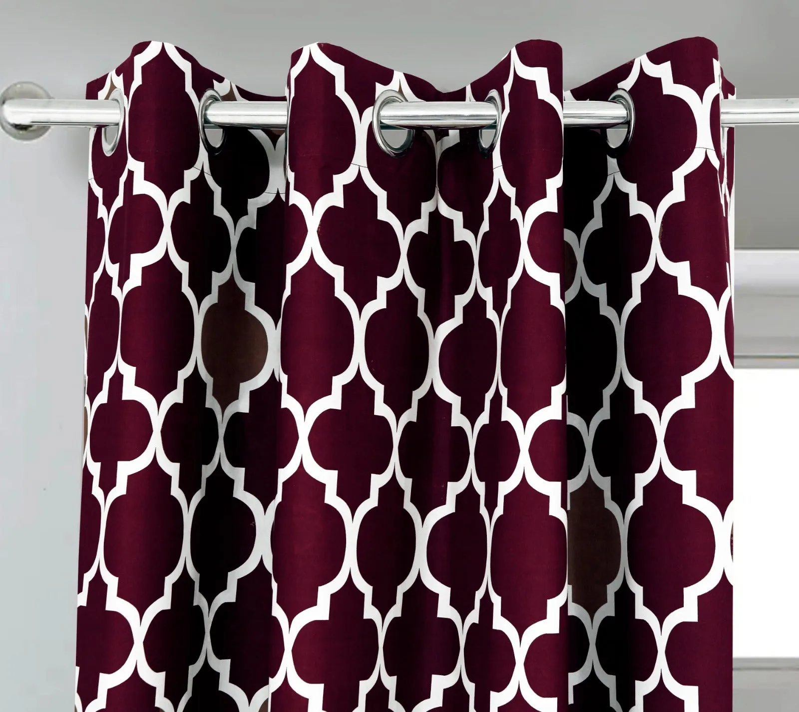 2 PCs Blackout Room Curtains-14924Plum Geometric