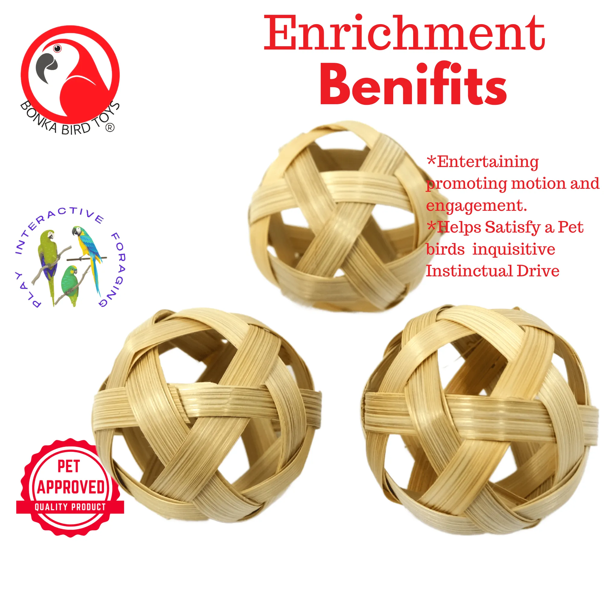 3485 PK3 Natural 3 Inch Bamboo Balls