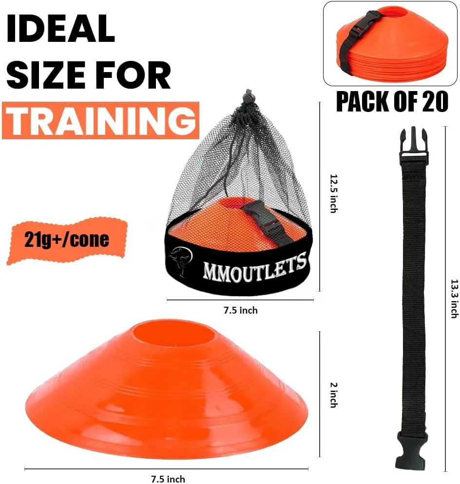 60/40/20 Pack, Pro-Grade Soccer Training Cones Set, Durable Agility Soccer Cones with Carry Bag & Strap Holder Ideal for Sports Training, Football, Soccer, Basketball- Trusted by Coaches & Athletes