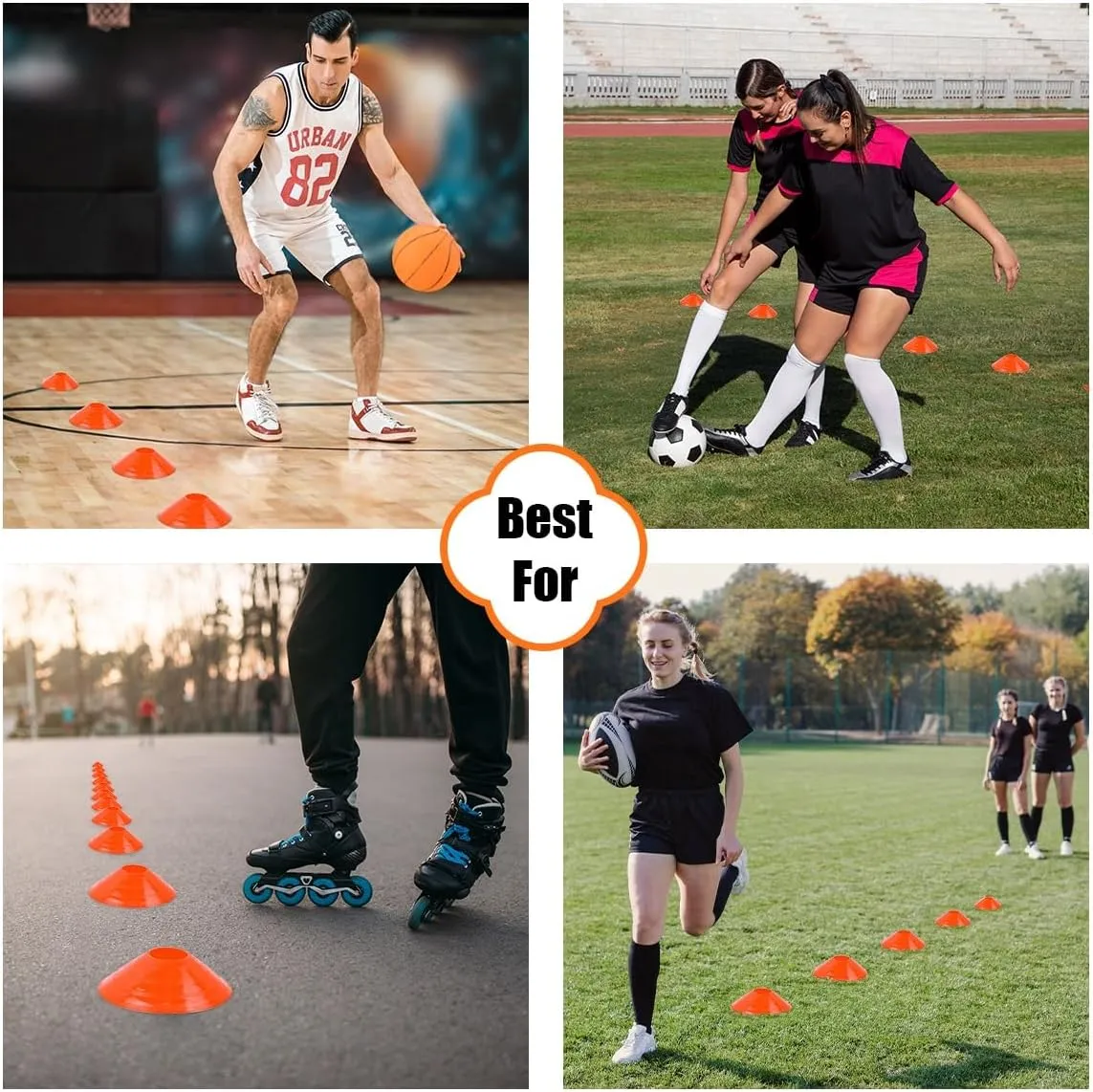 60/40/20 Pack, Pro-Grade Soccer Training Cones Set, Durable Agility Soccer Cones with Carry Bag & Strap Holder Ideal for Sports Training, Football, Soccer, Basketball- Trusted by Coaches & Athletes