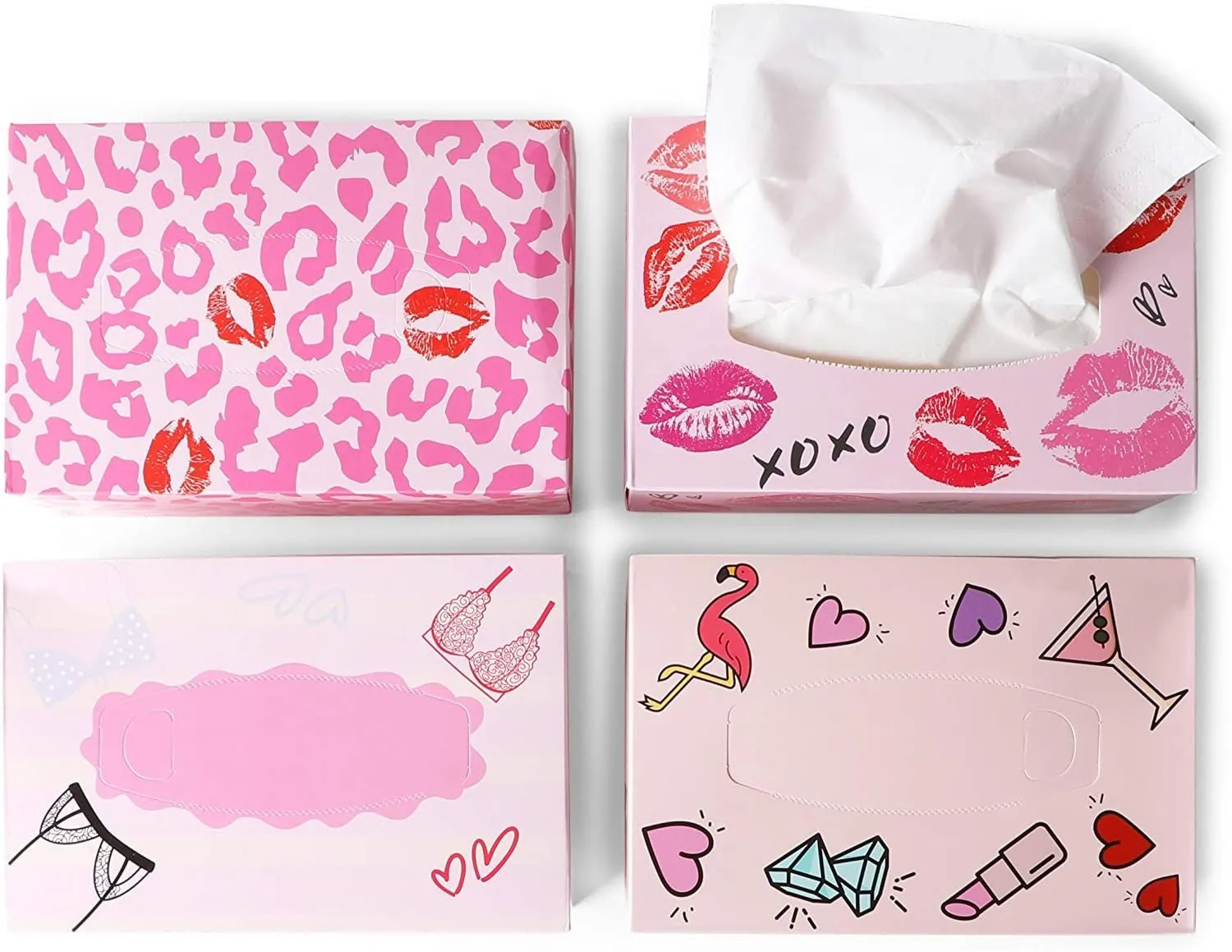 8 Pack Bachelorette Party Facial Tissue Box Set, 3-Ply, 100 Sheets/Box, 800 Sheets Total