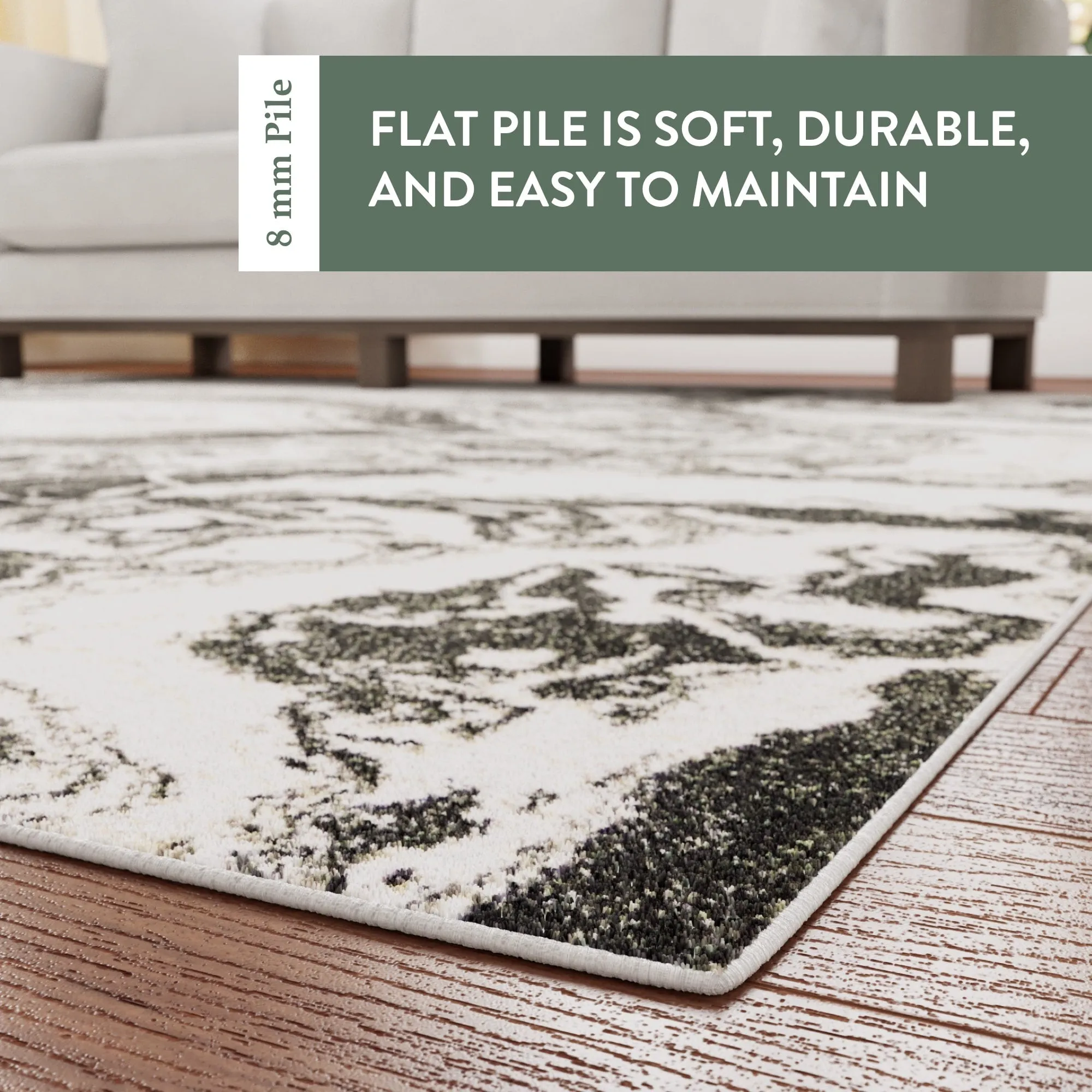Abstract Gray Modern Marble Area Rug