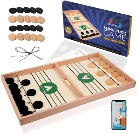 AUTERRE Extra Large Sling Puck Game - Fast Sling Puck Game Large Size for Adults and Kids - Sling Board Game for Family Fun, Parties, or Game Night - Exciting Fast Sling Puck Game