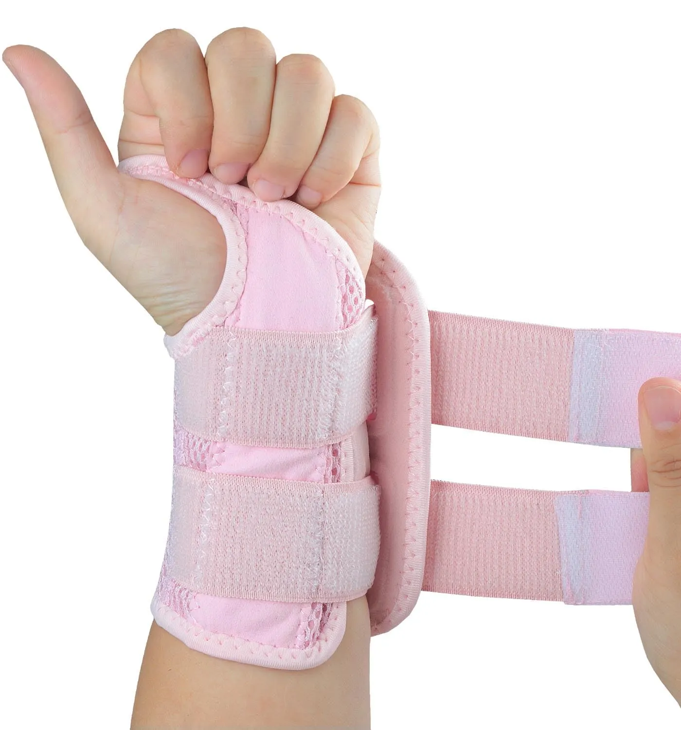 Carpal Tunnel Wrist Brace, Adjustable Wrist Support Brace, Night Wrist Sleep Supports Splints Arm Stabilizer (Left Hand, S/M, Pink)