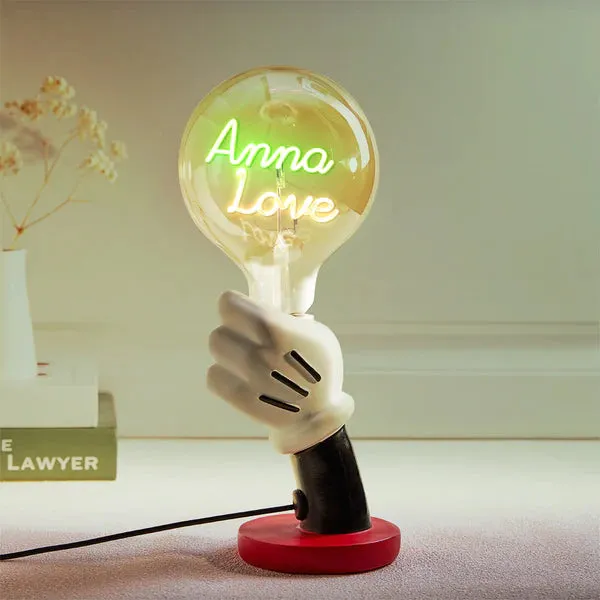 Custom Text Vintage Edison Filament Modeling Lamp Hand Held Base Soft Light Bulbs Decorative Colorful Lights Led