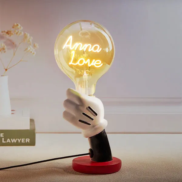 Custom Text Vintage Edison Filament Modeling Lamp Hand Held Base Soft Light Bulbs Decorative Colorful Lights Led