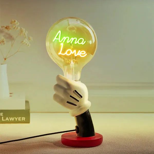 Custom Text Vintage Edison Filament Modeling Lamp Hand Held Base Soft Light Bulbs Decorative Colorful Lights Led