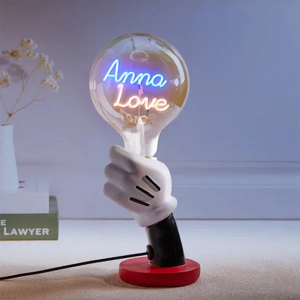 Custom Text Vintage Edison Filament Modeling Lamp Hand Held Base Soft Light Bulbs Decorative Colorful Lights Led