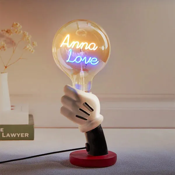 Custom Text Vintage Edison Filament Modeling Lamp Hand Held Base Soft Light Bulbs Decorative Colorful Lights Led