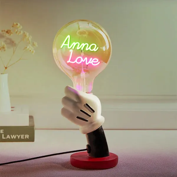 Custom Text Vintage Edison Filament Modeling Lamp Hand Held Base Soft Light Bulbs Decorative Colorful Lights Led