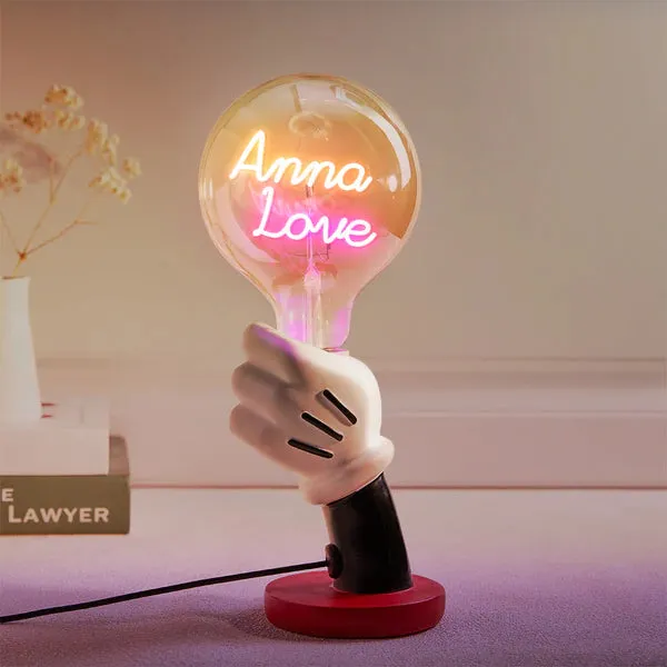 Custom Text Vintage Edison Filament Modeling Lamp Hand Held Base Soft Light Bulbs Decorative Colorful Lights Led