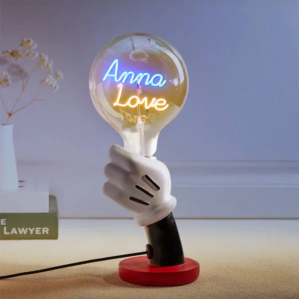 Custom Text Vintage Edison Filament Modeling Lamp Hand Held Base Soft Light Bulbs Decorative Colorful Lights Led