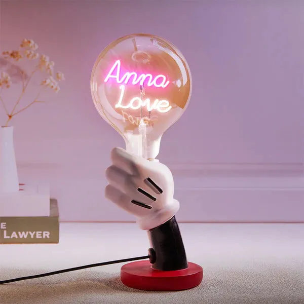 Custom Text Vintage Edison Filament Modeling Lamp Hand Held Base Soft Light Bulbs Decorative Colorful Lights Led