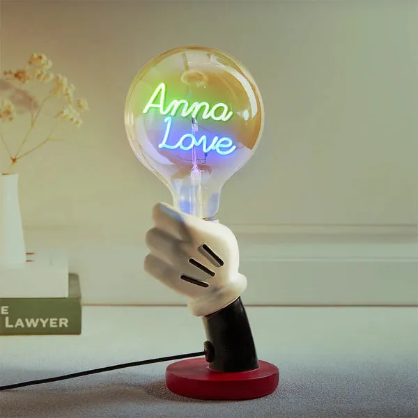 Custom Text Vintage Edison Filament Modeling Lamp Hand Held Base Soft Light Bulbs Decorative Colorful Lights Led
