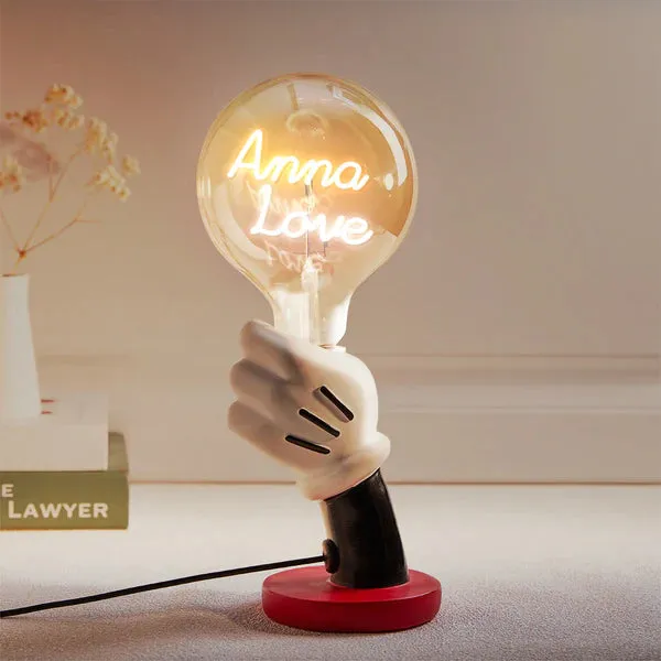 Custom Text Vintage Edison Filament Modeling Lamp Hand Held Base Soft Light Bulbs Decorative Colorful Lights Led