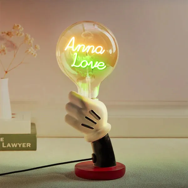 Custom Text Vintage Edison Filament Modeling Lamp Hand Held Base Soft Light Bulbs Decorative Colorful Lights Led
