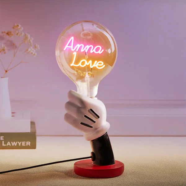 Custom Text Vintage Edison Filament Modeling Lamp Hand Held Base Soft Light Bulbs Decorative Colorful Lights Led