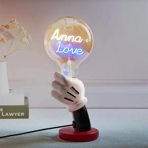Custom Text Vintage Edison Filament Modeling Lamp Hand Held Base Soft Light Bulbs Decorative Colorful Lights Led