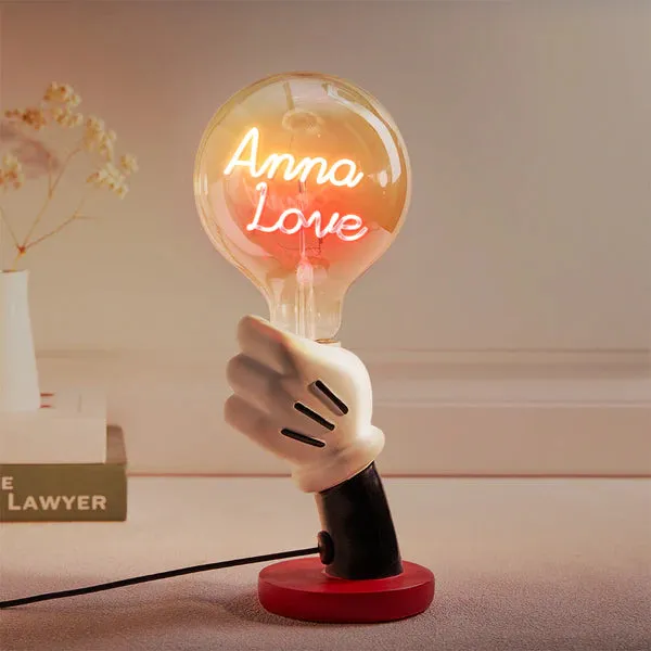 Custom Text Vintage Edison Filament Modeling Lamp Hand Held Base Soft Light Bulbs Decorative Colorful Lights Led