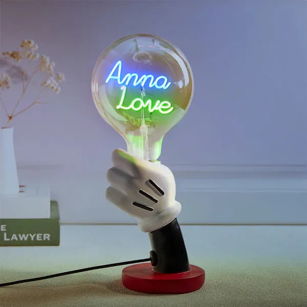 Custom Text Vintage Edison Filament Modeling Lamp Hand Held Base Soft Light Bulbs Decorative Colorful Lights Led