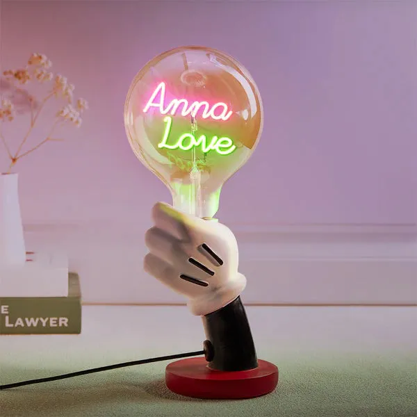 Custom Text Vintage Edison Filament Modeling Lamp Hand Held Base Soft Light Bulbs Decorative Colorful Lights Led