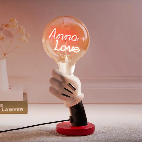 Custom Text Vintage Edison Filament Modeling Lamp Hand Held Base Soft Light Bulbs Decorative Colorful Lights Led