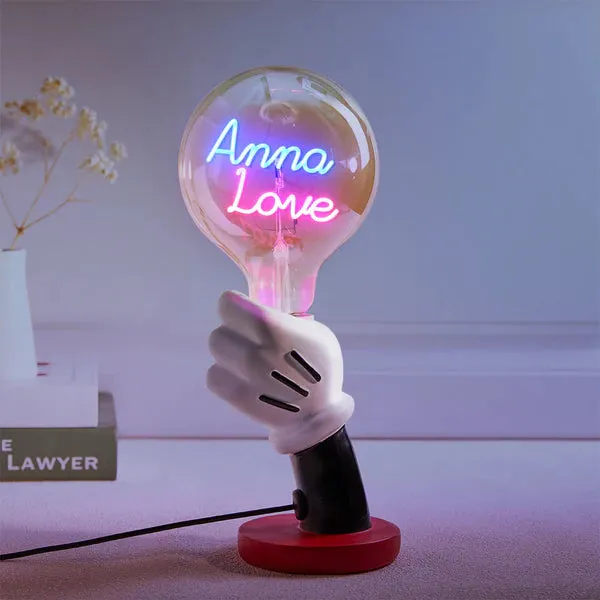 Custom Text Vintage Edison Filament Modeling Lamp Hand Held Base Soft Light Bulbs Decorative Colorful Lights Led