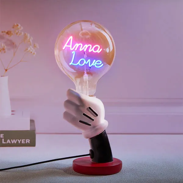 Custom Text Vintage Edison Filament Modeling Lamp Hand Held Base Soft Light Bulbs Decorative Colorful Lights Led