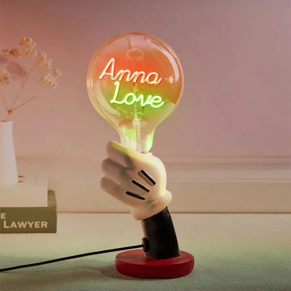 Custom Text Vintage Edison Filament Modeling Lamp Hand Held Base Soft Light Bulbs Decorative Colorful Lights Led