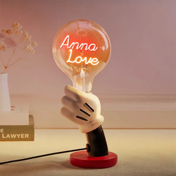 Custom Text Vintage Edison Filament Modeling Lamp Hand Held Base Soft Light Bulbs Decorative Colorful Lights Led