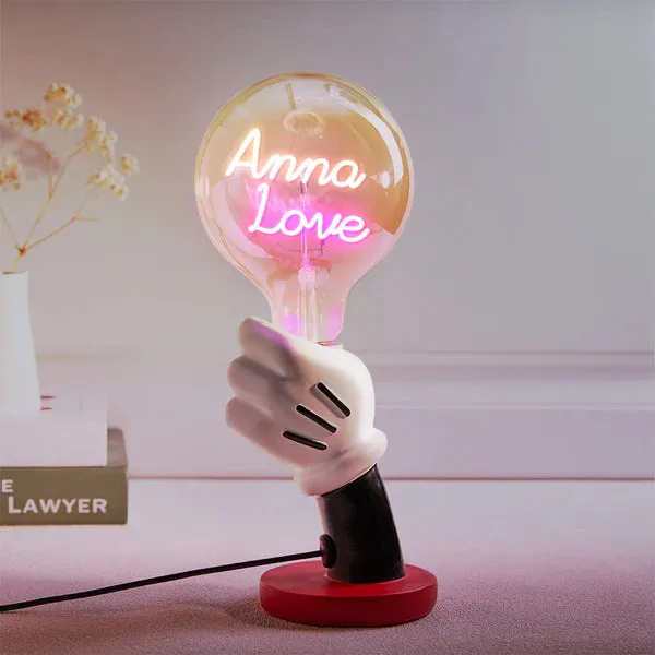 Custom Text Vintage Edison Filament Modeling Lamp Hand Held Base Soft Light Bulbs Decorative Colorful Lights Led