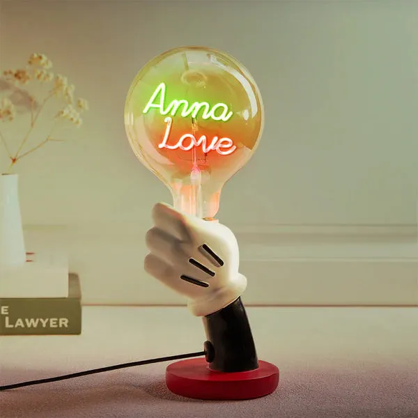 Custom Text Vintage Edison Filament Modeling Lamp Hand Held Base Soft Light Bulbs Decorative Colorful Lights Led
