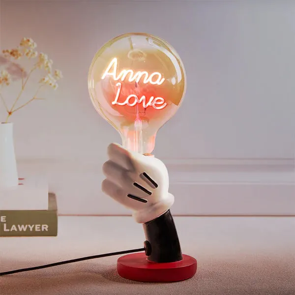 Custom Text Vintage Edison Filament Modeling Lamp Hand Held Base Soft Light Bulbs Decorative Colorful Lights Led