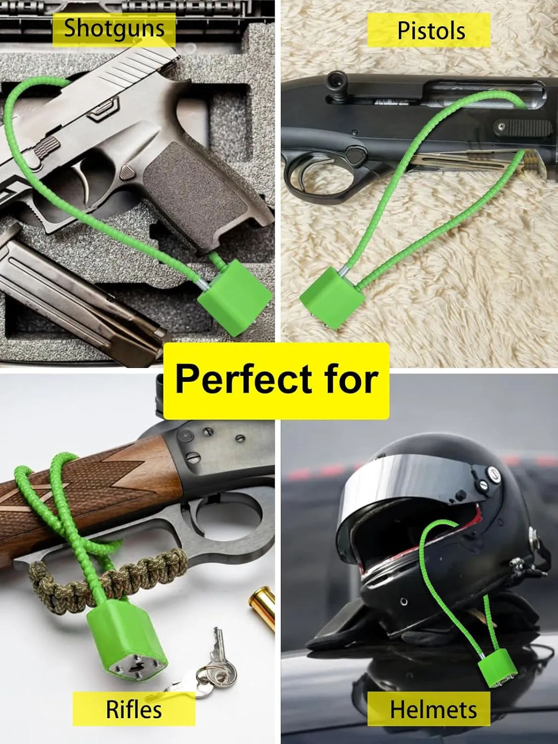 DELSWIN Cable Gun Locks with Keys - 15" Keyed Cable Gun Lock Heavy Duty Helmet Lock