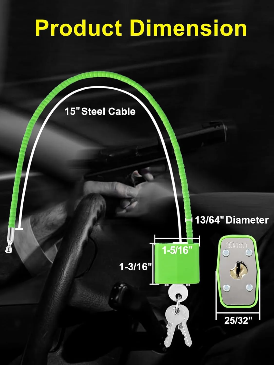DELSWIN Cable Gun Locks with Keys - 15" Keyed Cable Gun Lock Heavy Duty Helmet Lock