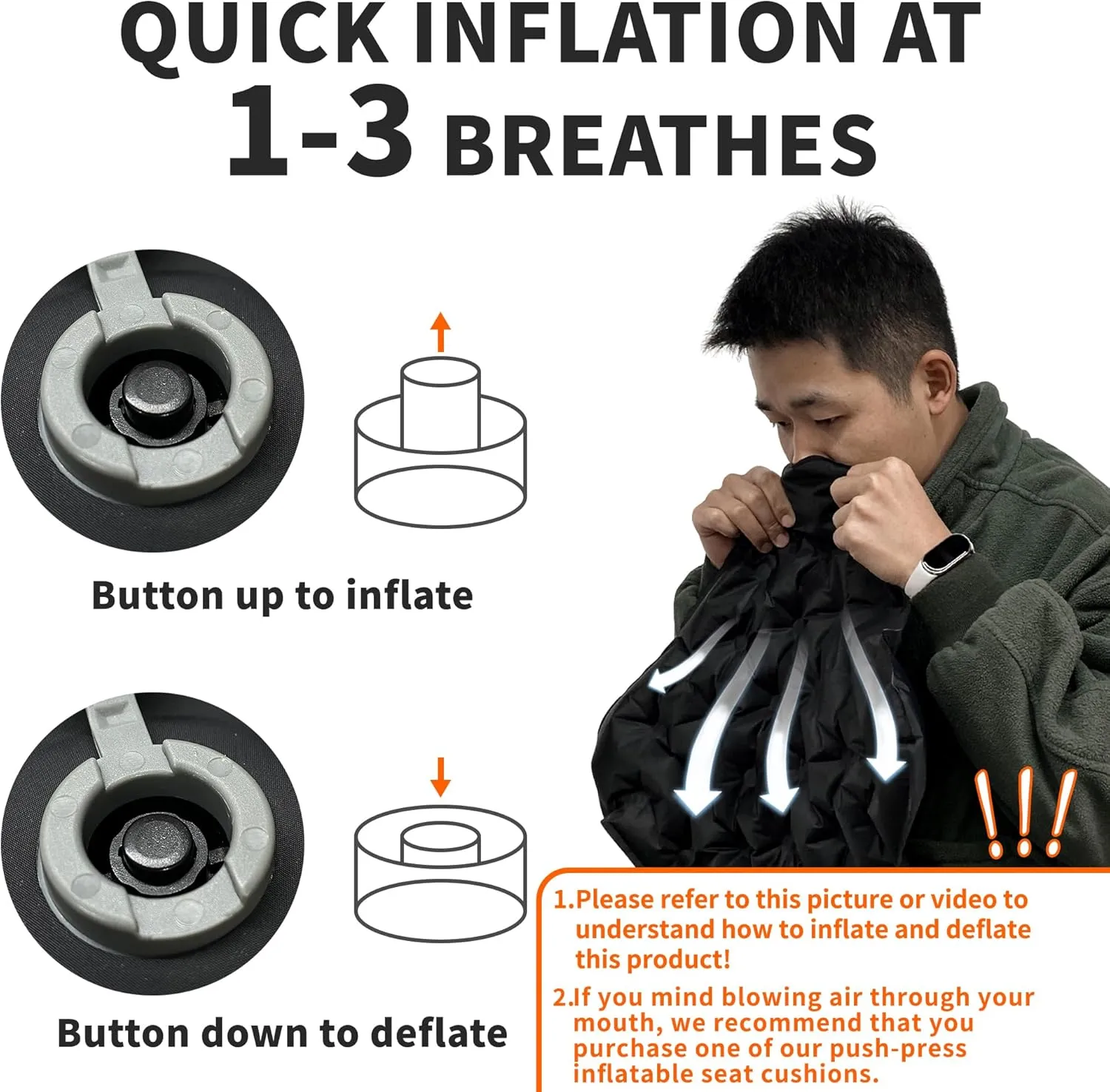 Eulant Lightweight Inflatable Air Seat Cushion - Portable Travel Cushion, Suitable for Camping, Hiking, Climbing, Bleacher, Home and Office