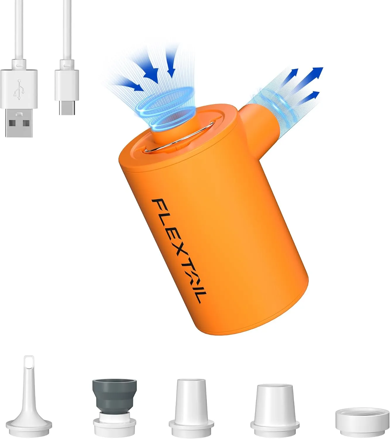 FLEXTAILGEAR Air Pump for Inflatables, 300L/min Air Mattress Pump for Inflate Deflate with 1600mAH Battery, Portable Air Pump for Sleeping Pads, Pool Toys, Floats, Swimming Ring, Air Bed