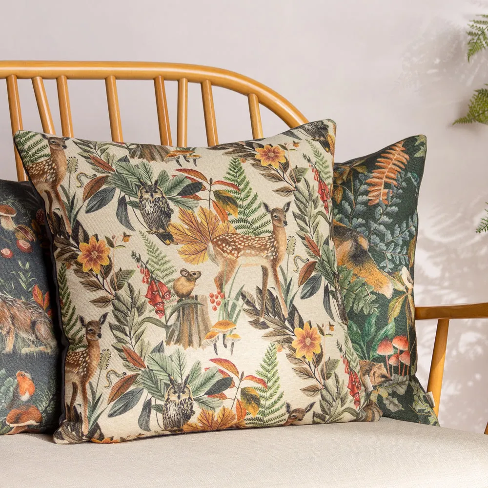 Forest Fawn Repeat Cushion Grey