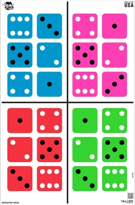 Fun Shootin' Dice Paper Shooting Target, 23" x 35," 3-Pack, Multi