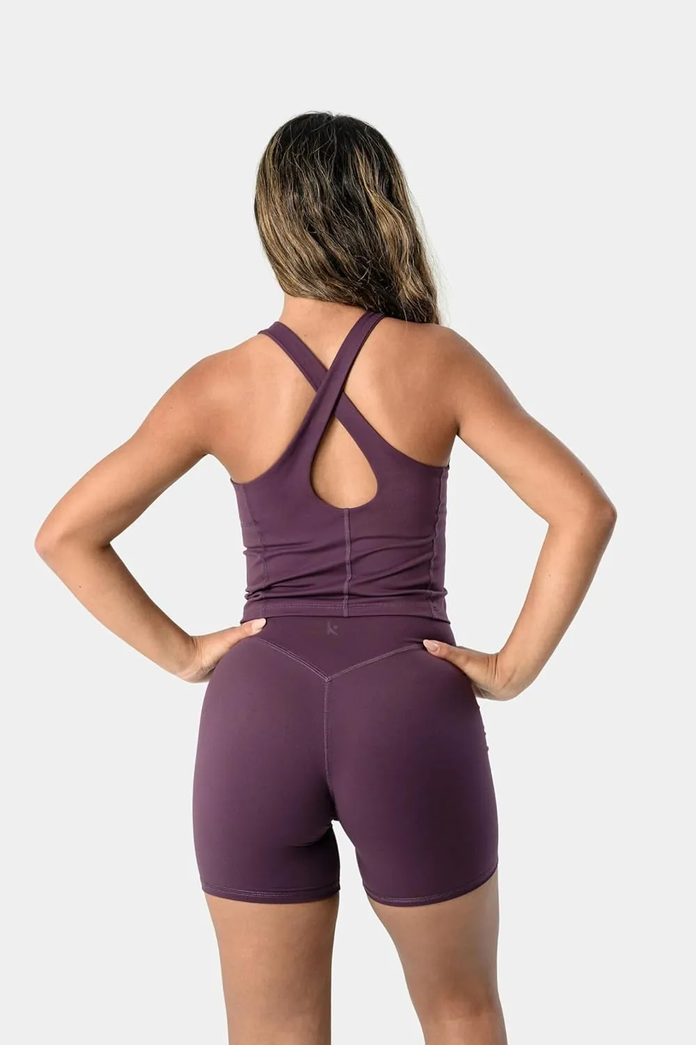 Kamo Fitness Ellyn Tank Top Crop Sports Bra for Women Soft Padded Built-in Bra Longline Yoga Running Workout