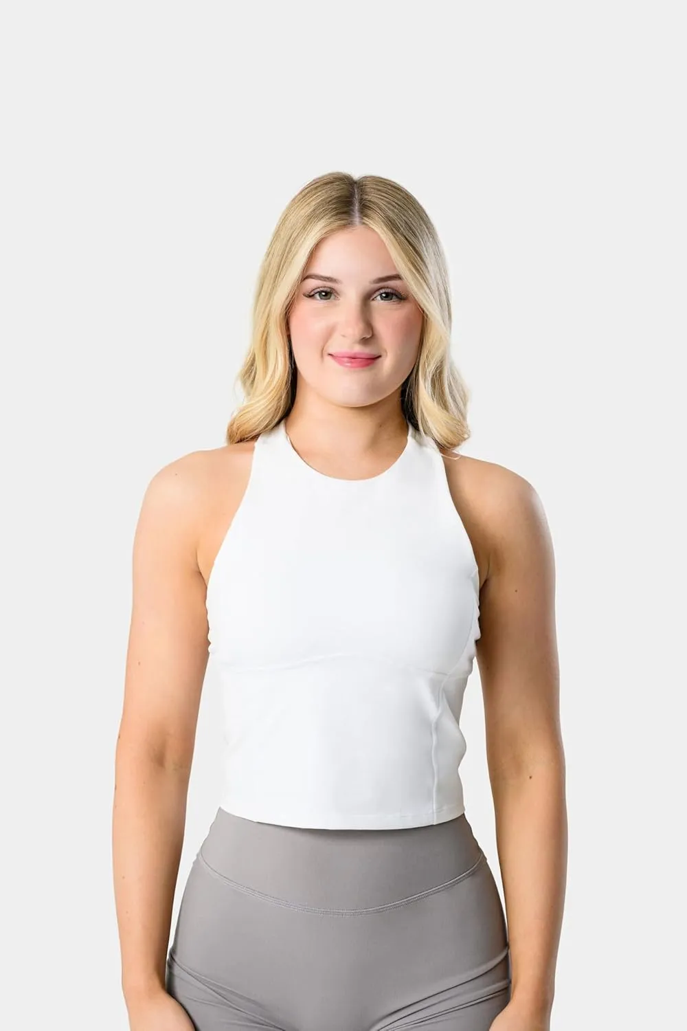 Kamo Fitness Ellyn Tank Top Crop Sports Bra for Women Soft Padded Built-in Bra Longline Yoga Running Workout