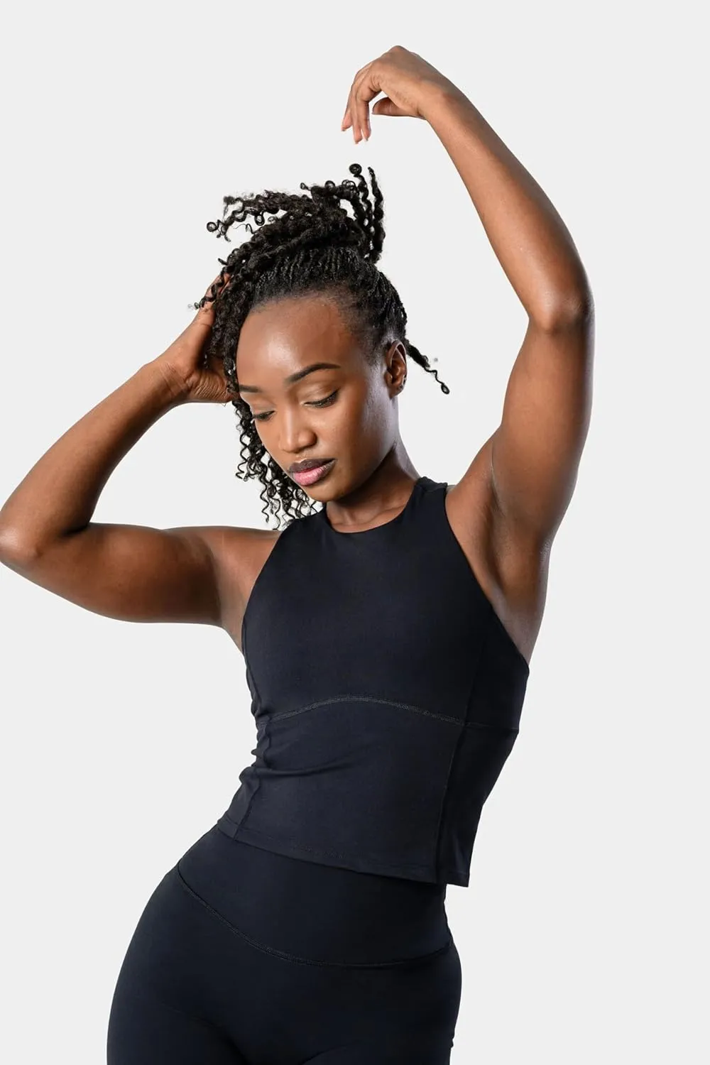 Kamo Fitness Ellyn Tank Top Crop Sports Bra for Women Soft Padded Built-in Bra Longline Yoga Running Workout