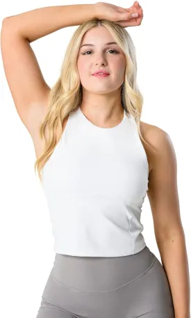 Kamo Fitness Ellyn Tank Top Crop Sports Bra for Women Soft Padded Built-in Bra Longline Yoga Running Workout