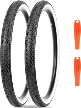 MEGHNA Cruiser Bike Tire 26 inch Mountain Bike Tire with Bike Tire Lever (47-559) Foldable Tire Replacement for Mountain Bike BMX Folding Bike Cruiser Bike Commuter Bike