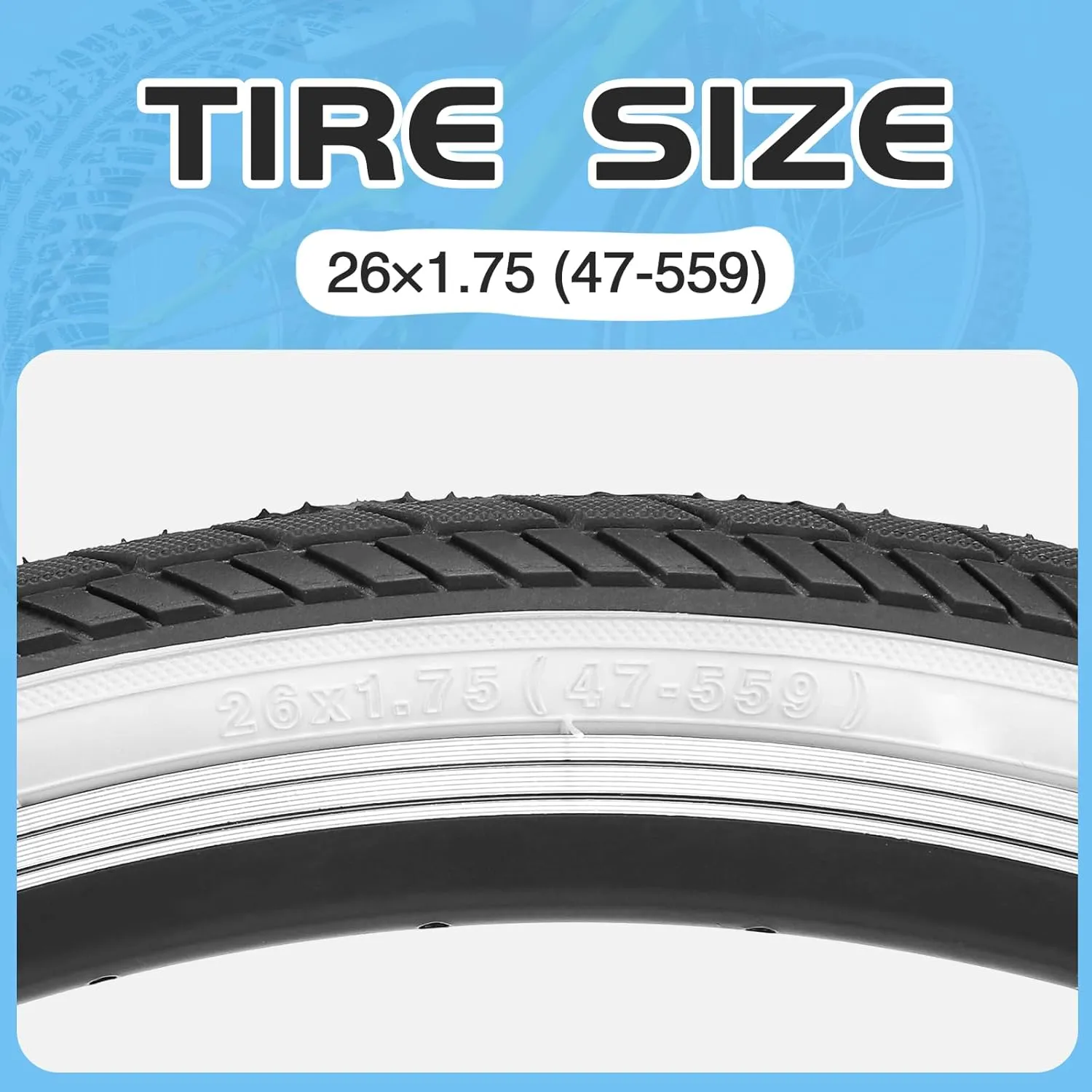 MEGHNA Cruiser Bike Tire 26 inch Mountain Bike Tire with Bike Tire Lever (47-559) Foldable Tire Replacement for Mountain Bike BMX Folding Bike Cruiser Bike Commuter Bike