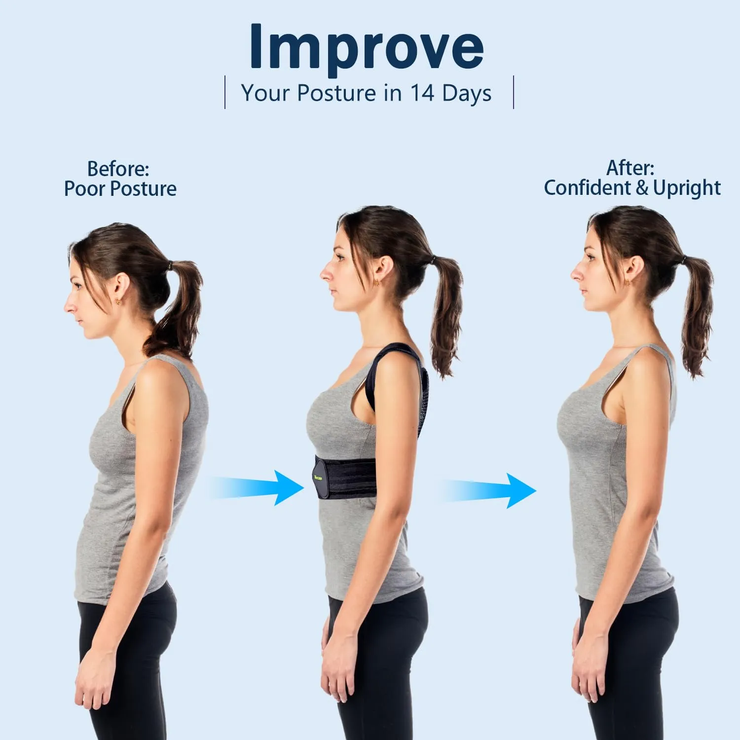 Mercase Posture Corrector for Men & Women, Adjustable Back Brace for Upper Back & Shoulder Support, Pain Relief & Better Posture, Large(32-39 inches)