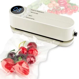 Mini Vacuum Sealer for Food, 3 in 1 Cordless Rechargeable Food Sealer for Dry/Moist Food Storage with 4 Snack Bags, Heat Sealer for Chip Bags, Inflation Pump for Balls/Swim Ring - Beige